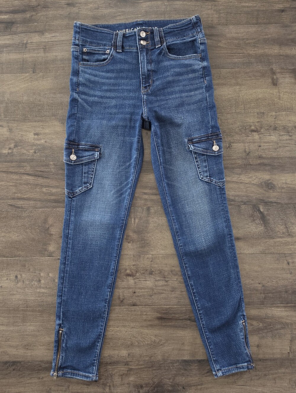 American Eagle High Rise Cargo Jegging 8 Regular Ankle Zip